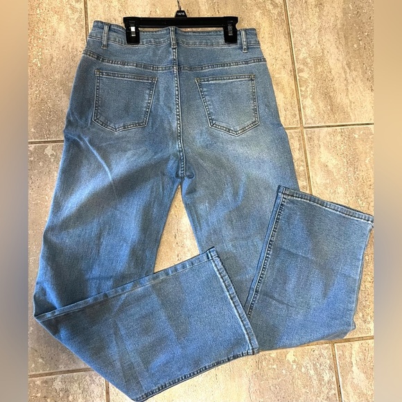 Low Waisted Jeans Trendy Straight Leg Boyfriend Asymmetrical Denim Pants💙SZ 8 - Picture 6 of 12